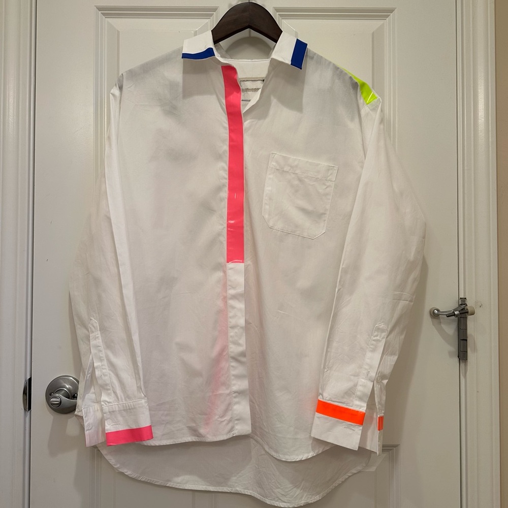 MaxMara Weekend “Flutterflies”Collection Label-Cut White Shirt Size:Medium 4/6 - Picture 5 of 16
